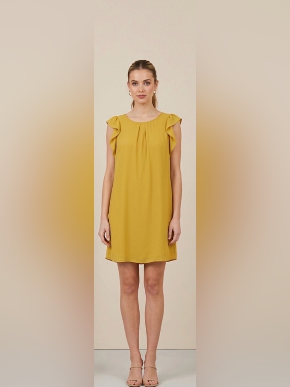 Naked Zebra Mustard Yellow Ruffle Sleeve Mini Dress size small like new